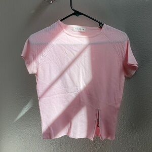 Pink Short Sleeve Top with Zipper